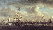 VELDE, Willem van de, the Younger The Gouden Leeuw before Amsterdam t china oil painting reproduction